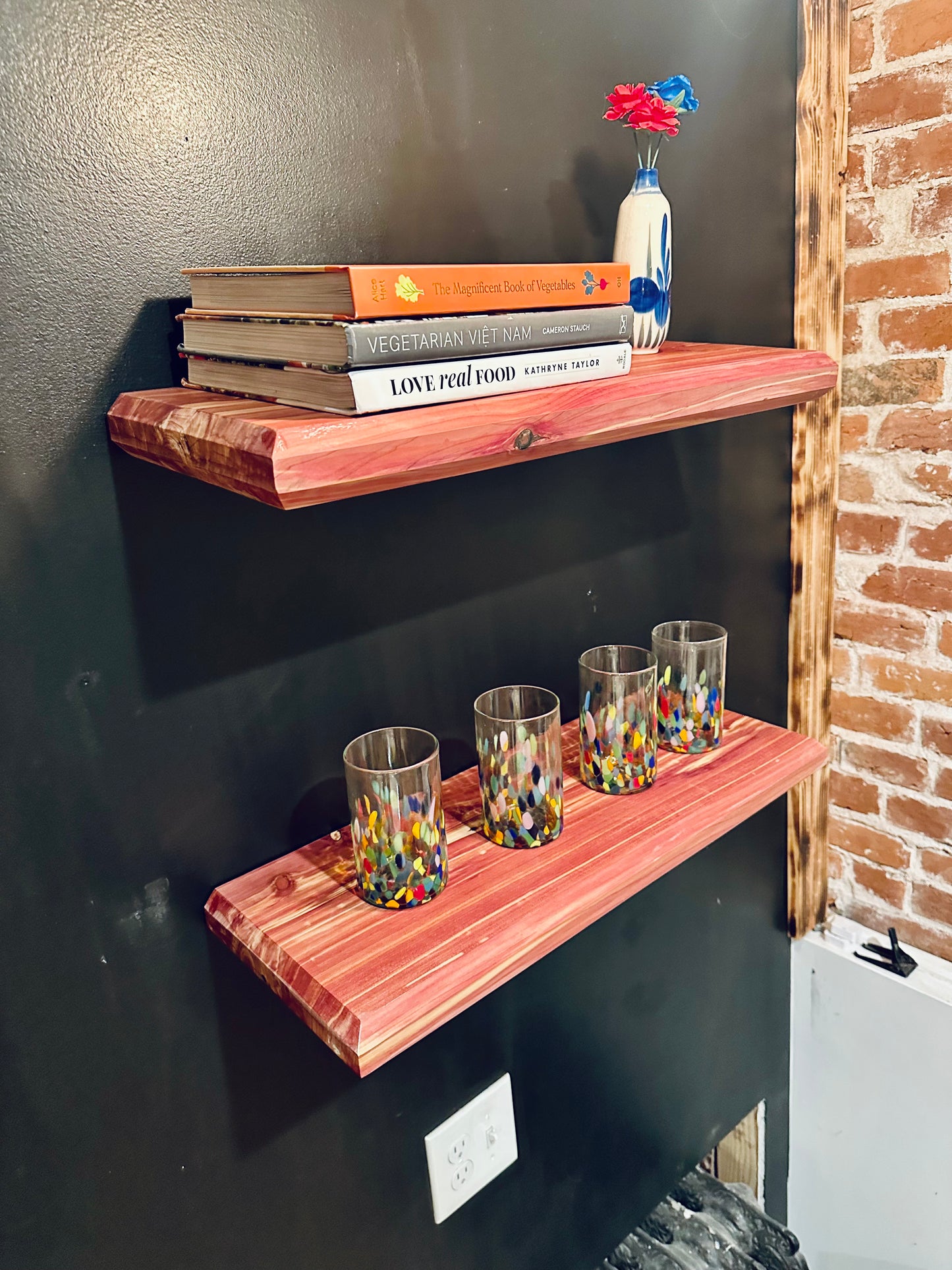 Set of 2 Handcrafted Cedar Floating Shelves – Save $100